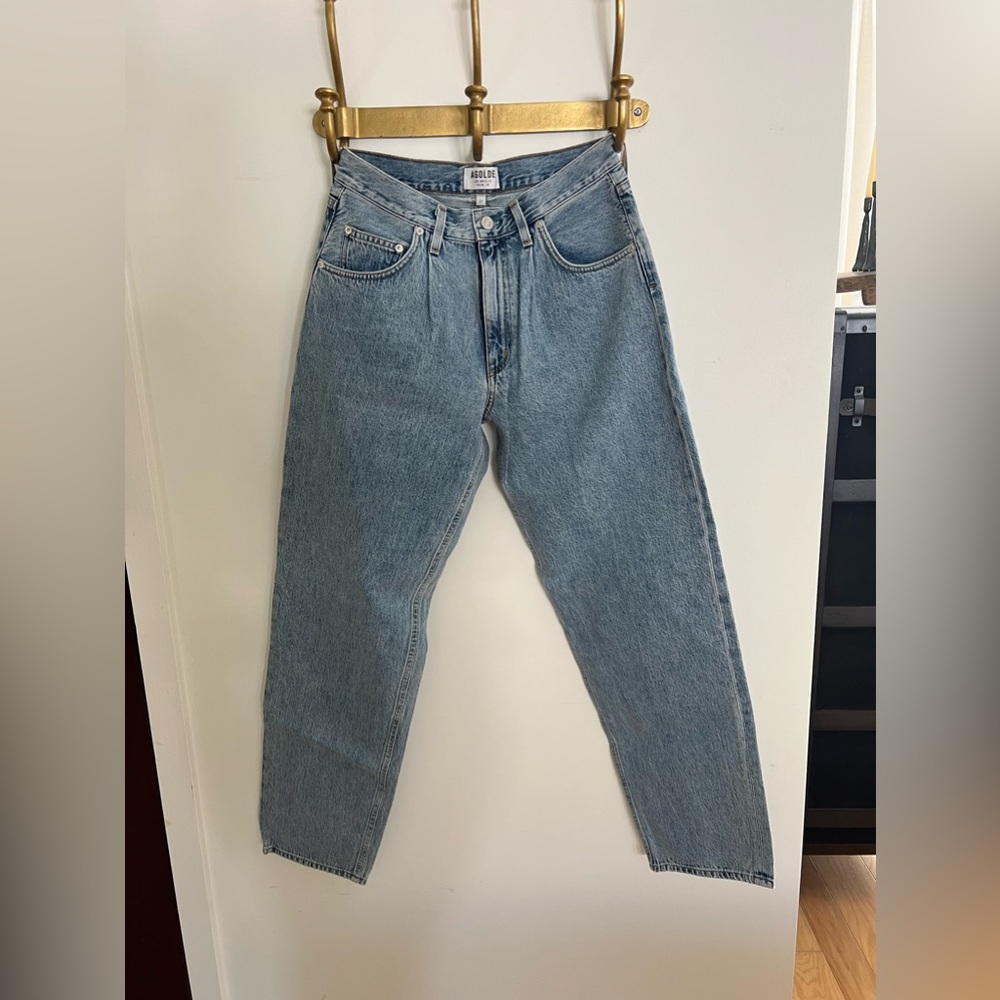 Agolde baggy oversized jeans with pleats in color lark, size 27